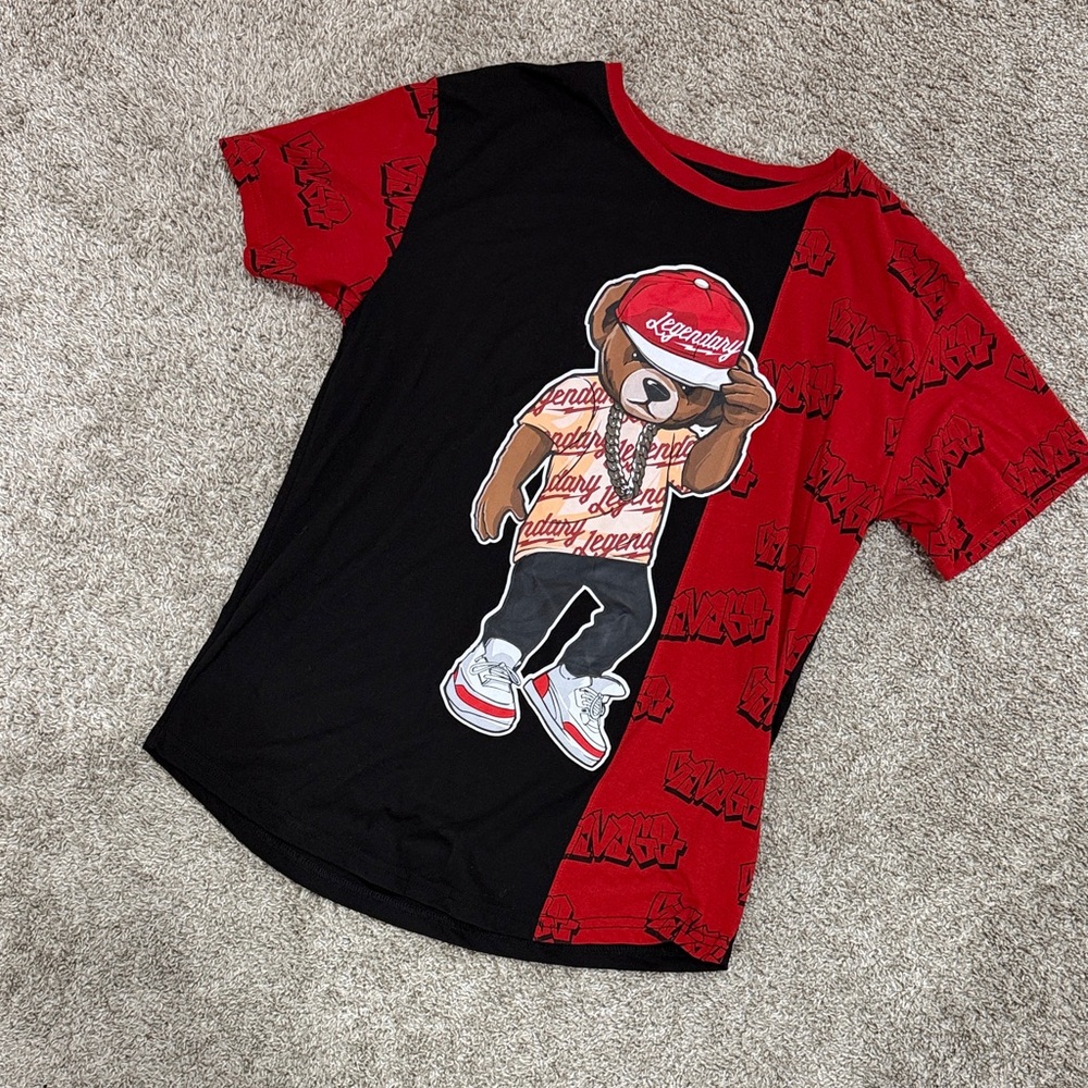 Graphic Bear Tee - Black & Red